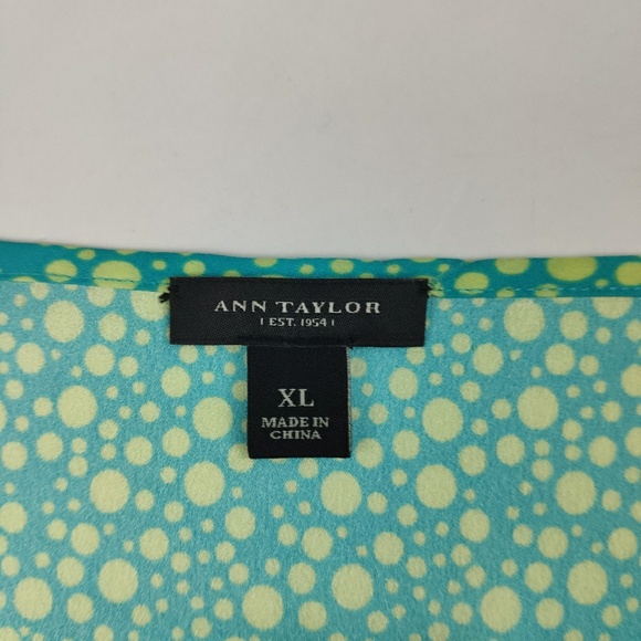 Ann Taylor Sleeveless Top Light Blue w/Green XL - Picture 2 of 5